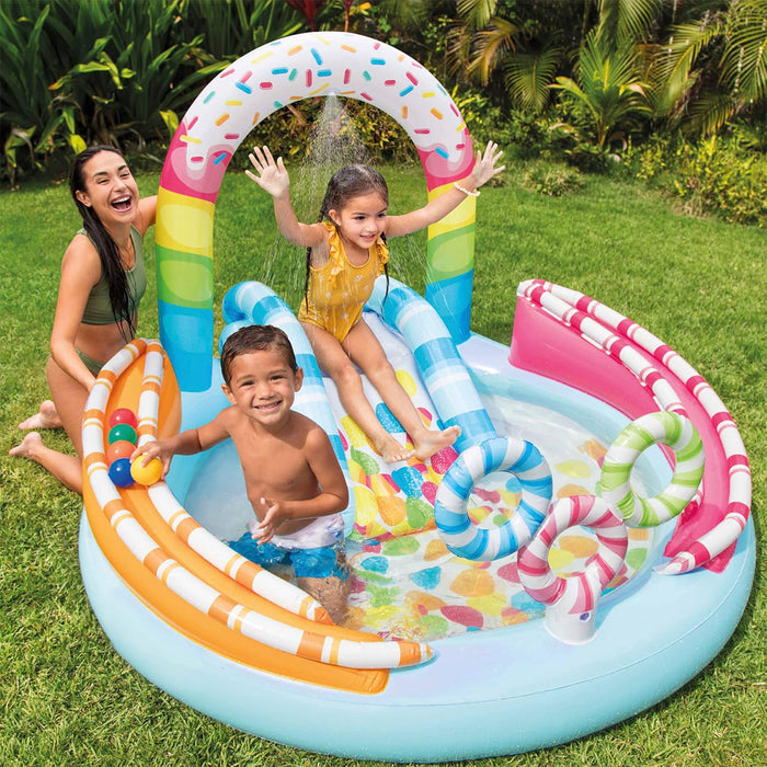Intex Inflatable Candy Fun Centre Play 70x168x122cm With Slide Sprayer Ball