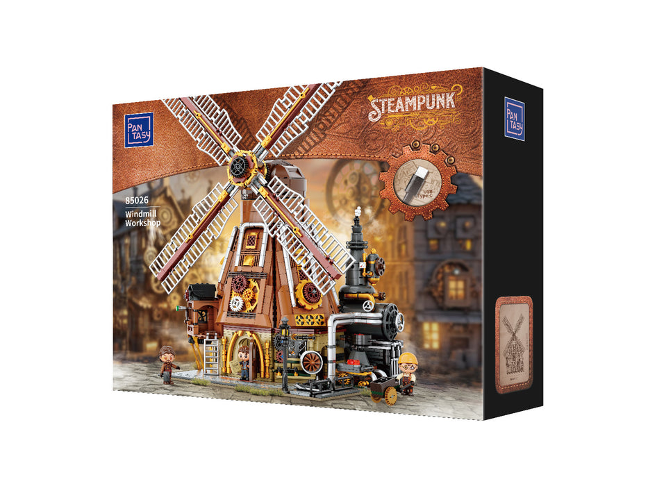 Pantasy Steampunk Series Windmill Workshop Block Construction Set DIY Model