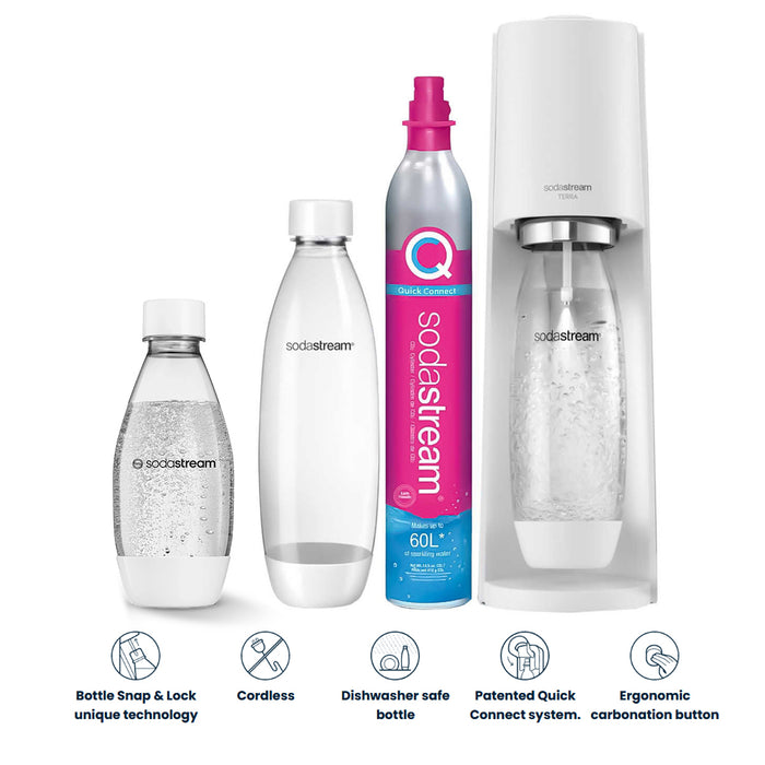 Soda Stream Machine Terra SodaStream Spirit Sparkling Water Maker Quick Connect 3Bottles 2 Colors