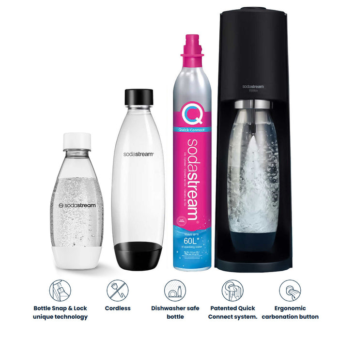 Soda Stream Machine Terra SodaStream Spirit Sparkling Water Maker Quick Connect 3Bottles 2 Colors