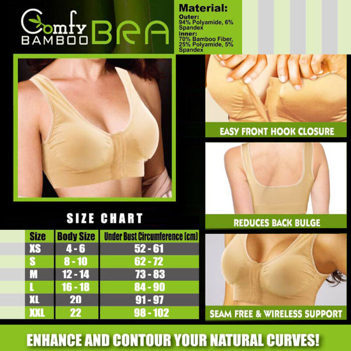 Bamboo Bra seamles breathable viscos Stretch Nude Closin Front