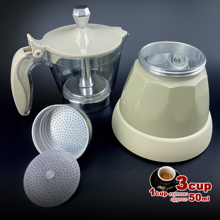 Mornest Electric Espresso Moka Coffee Maker 3cups Italian Classic - Cream Trade Me
