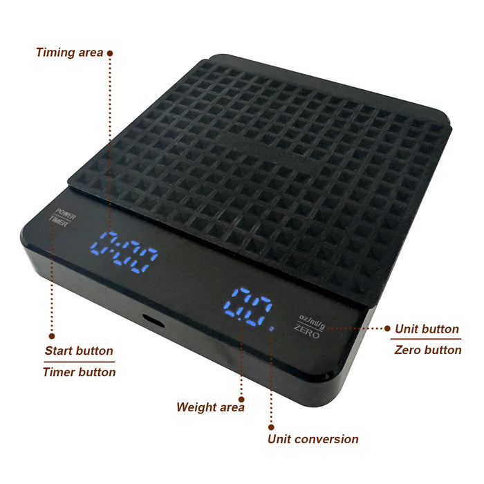 Mornest Kitchen Coffee Scales Electronic Digital Timer High Precision Display