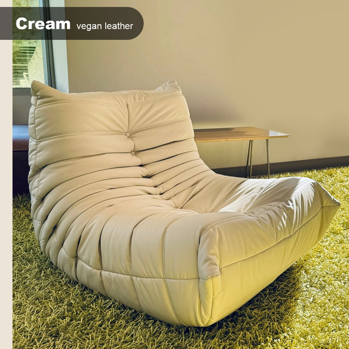Lazy Sofa Floor Couch Leisure Lounge Foam Pouffe Recliner Soft Vegan Leather