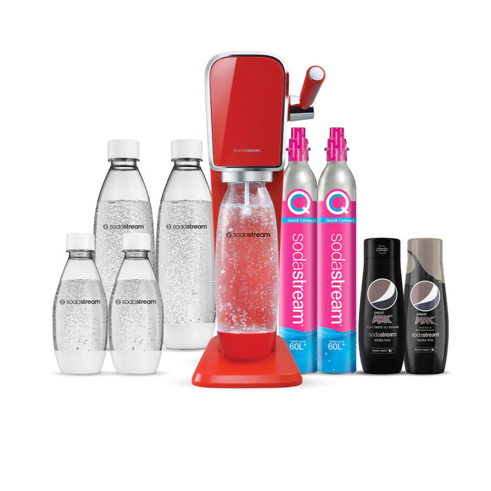 The NEW SodaStream ART Sparkling Water Maker Family Pack 2xCO2 cylinder 5xCarbonating Bottles