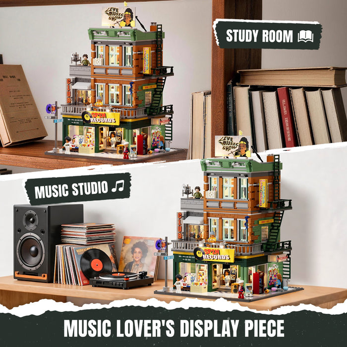 Lumibricks Record Store 19003 F9058 Street Fusion Series 1980PCS LED Blocks