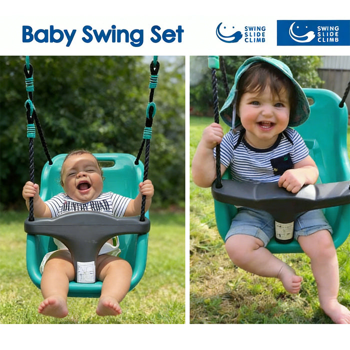 Baby Swing Set Adjustable Height Steel & Plastic & PVC 6-36M Green