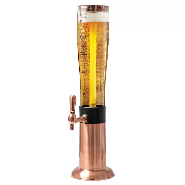 Refinery Beer Tower 2.6L With Tap Ice Drink Dispenser Beverage Bar Tube Copper NEW MODEL