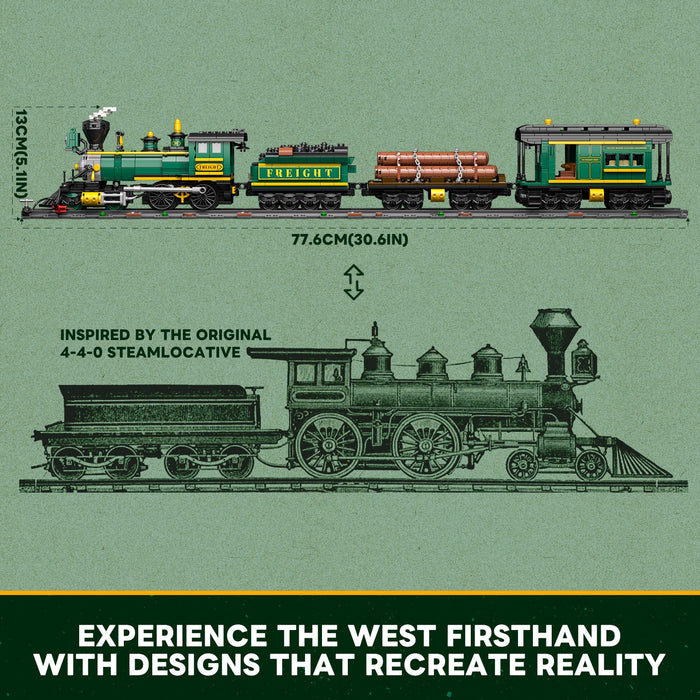 Lumibricks F9036 14003 Wild West Freight Train 1524Pcs LED Brick Train Set
