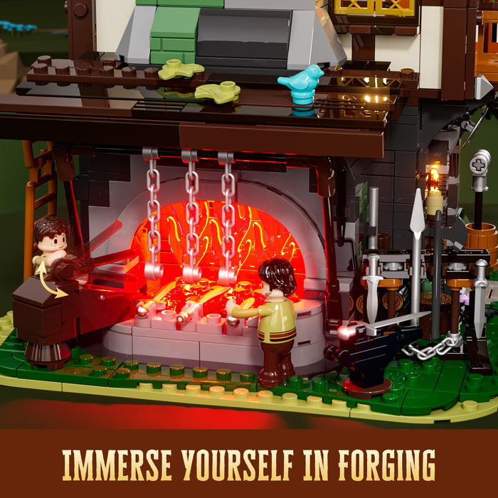 Lumibricks 12006 F9040 Medieval Forge House Middle Age 1595Pcs LED Brick