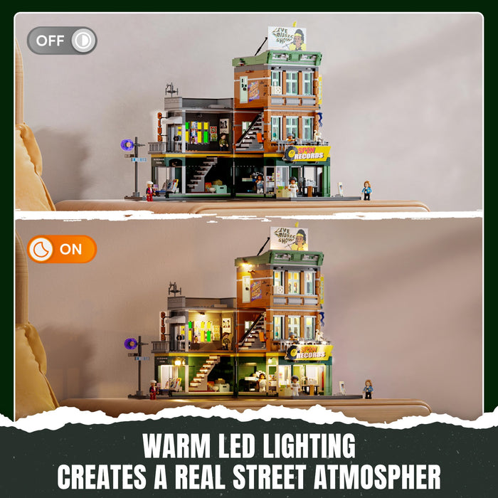 Lumibricks Record Store 19003 F9058 Street Fusion Series 1980PCS LED Blocks