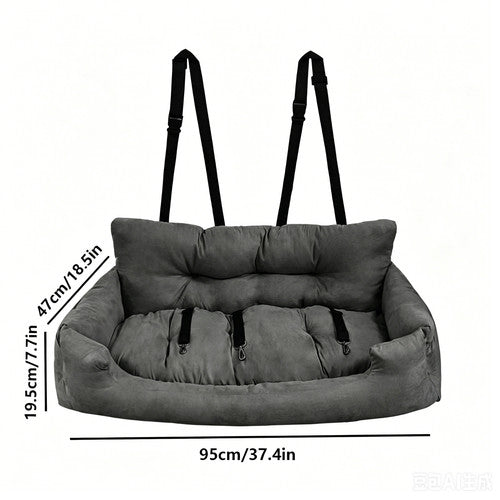Suede Pet Car Seat Booster Bed Adjustable Safety Straps Scratch Resistant 3 Size