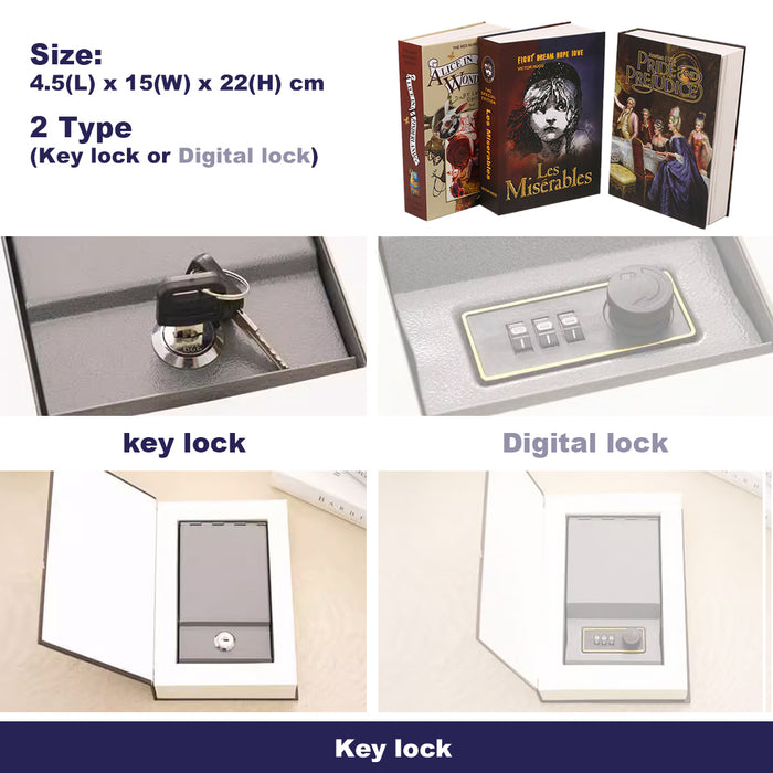 Cash Money box Locker Book Security Secret With 2Key Real Paper