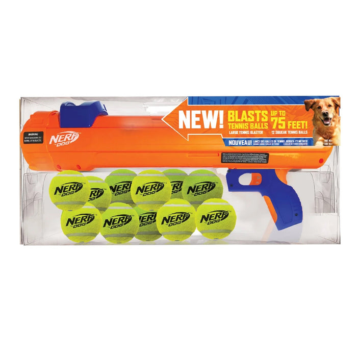 Nerf Dog Fetch Game Mega Set Tennis Ball Blaster With 12 Tennis Balls Orange AU