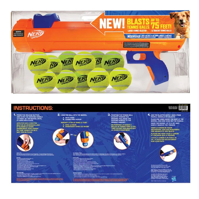 Nerf Dog Fetch Game Mega Set Tennis Ball Blaster With 12 Tennis Balls Orange AU