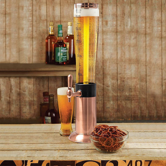 Refinery Beer Tower 2.6L With Tap Ice Drink Dispenser Beverage Bar Tube Copper NEW MODEL
