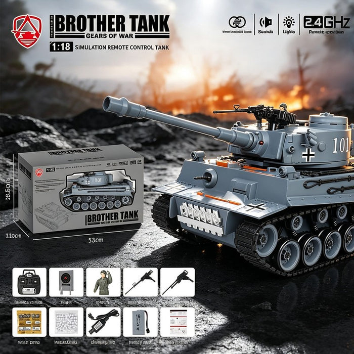 Brother Tank Rc Tank 1:18 German Leopard 2 Camo/German Tiger 1 Grey 2.4ghz
