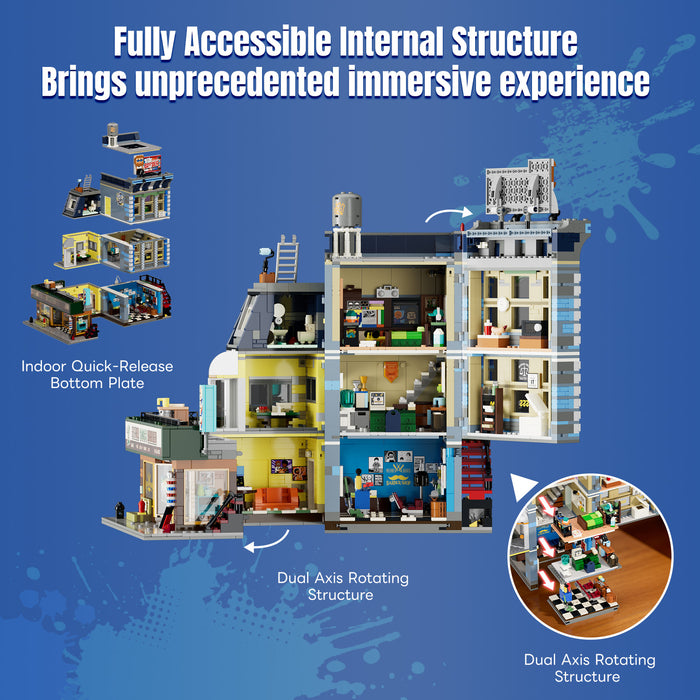 Lumibricks Barbershop 19012 Street Fusion Series 2557PCS LED Building Blocks