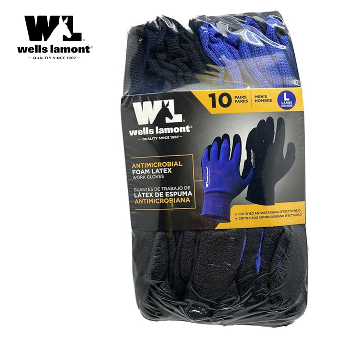 Wells lamont Foam Latex Dipped Work Gloves  Water Repellent 10 Pairs S/M/L AU