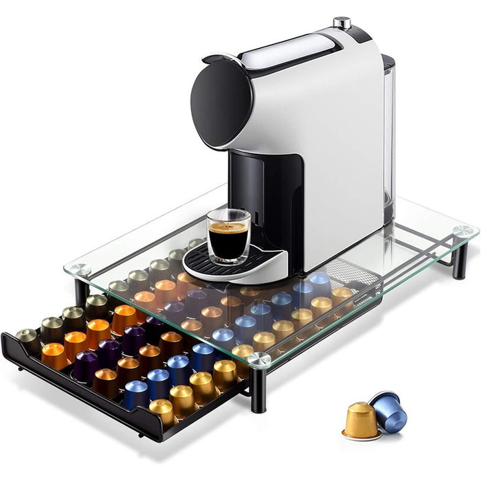 Maximum Diameter Of 4cm Coffee 60 Pods Holder Compatible Storage Drawer  Glass Top
