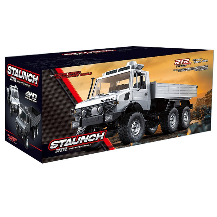 1/18 6WD RC Off-Road Crawler Truck, Mercedes-Benz Unimog Style Remote Control Vehicle, 2.4G Full Proportional RC Car with Electric Winch, 2-Speed Gearbox, Metal Frame, 7.4V 500mAh Battery, All Terrain Climbing Model for RC Hobbyists