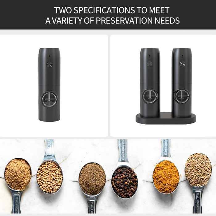 Electric Pepper Grinder &amp; Salt Mill Set - USB Rechargeable, Adjustable Coarseness, Ceramic Grinder, LED Light, Spice Mill for Pepper, Salt, Herbs