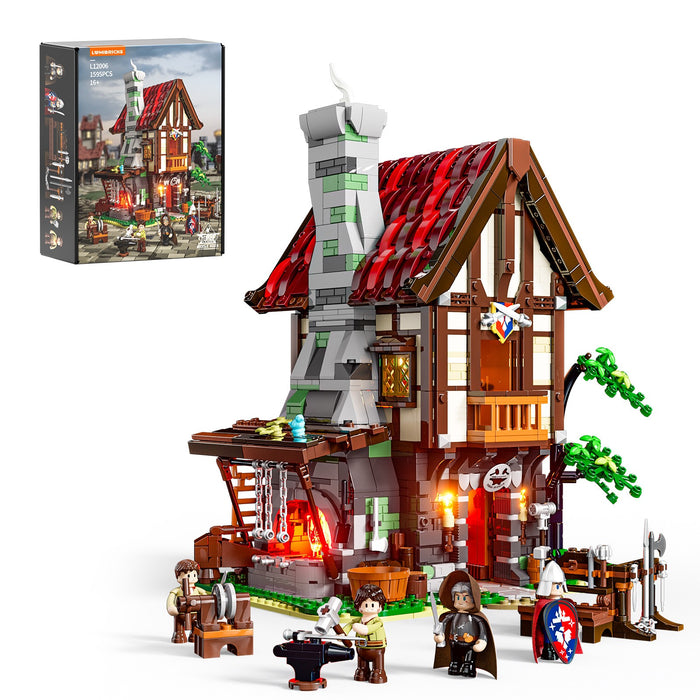 Lumibricks 12006 F9040 Medieval Forge House Middle Age 1595Pcs LED Brick