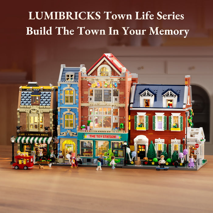 Lumibricks 15009 Redbrick Row House Town Life 2663Pcs LED Brick Set