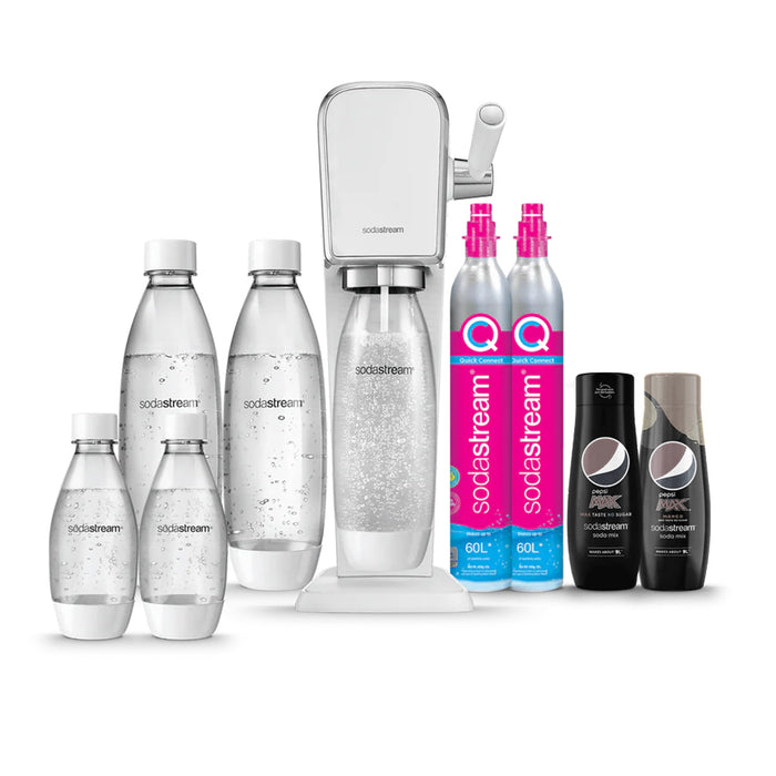 The NEW SodaStream ART Sparkling Water Maker Family Pack 2xCO2 cylinder 5xCarbonating Bottles