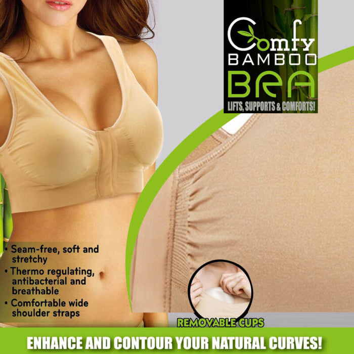 Bamboo Bra seamles breathable viscos Stretch Nude Closin Front