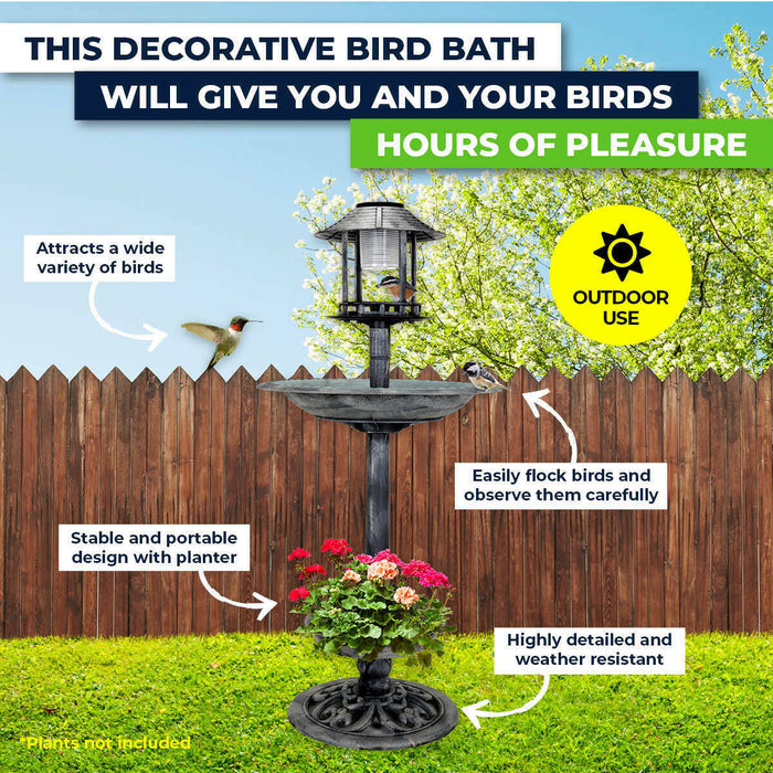 Garden Greens With Feeding Station And Lights 1M Bird Bath Solar Power Trade Me