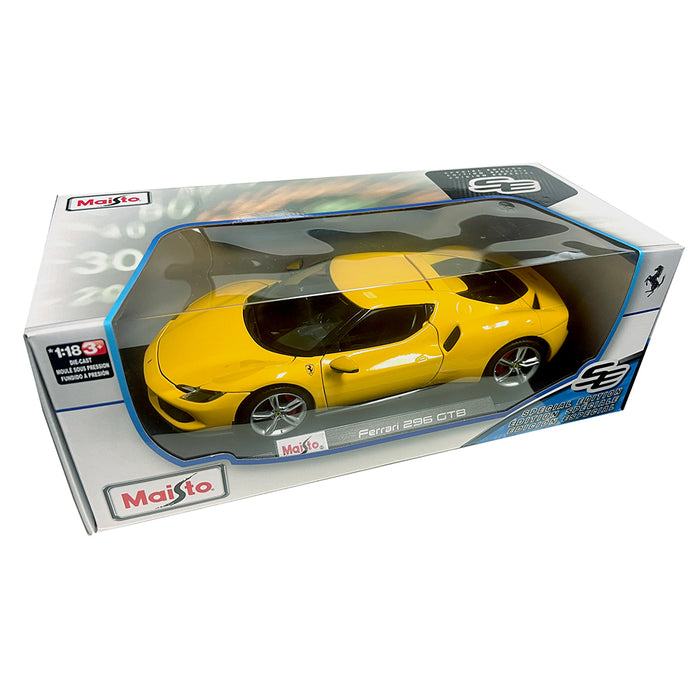 Maisto 1:18 Scale Car Model Ferrari 296 GTB Yellow Metallic Diecast Plastic Part