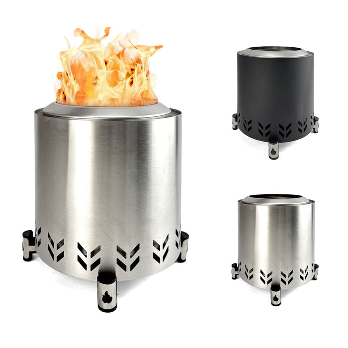 TOW Smokeless Fire Pit,  7Inch Wood Burning Fireplaces with Removable Ash Pan, Portable Outdoor Bonfire Firepit with Stand, Backyard, Patio & Camping, Stainless Steel, Easy Ignition & Setup Trade Me