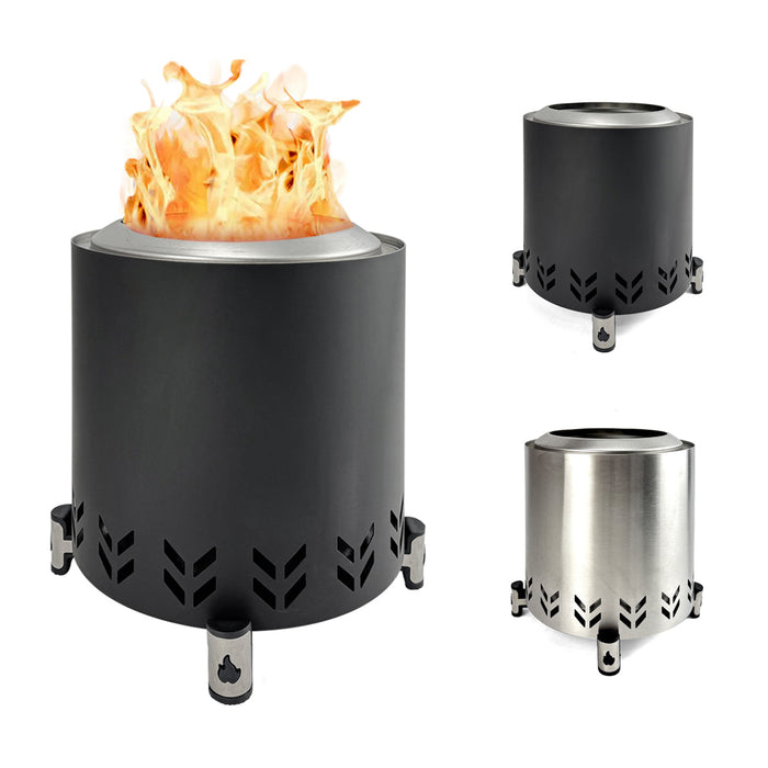 TOW Smokeless Fire Pit,  7Inch Wood Burning Fireplaces with Removable Ash Pan, Portable Outdoor Bonfire Firepit with Stand, Backyard, Patio & Camping, Stainless Steel, Easy Ignition & Setup Trade Me