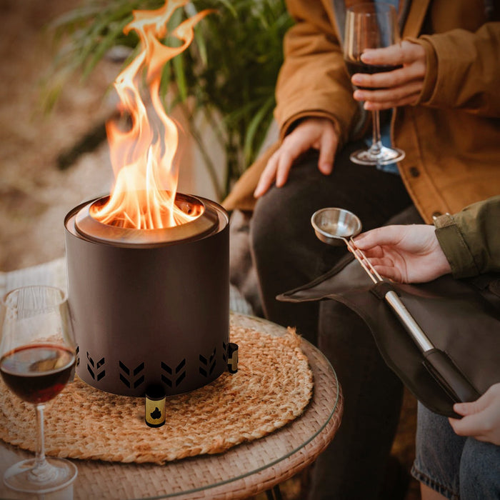 TOW Smokeless Fire Pit,  7Inch Wood Burning Fireplaces with Removable Ash Pan, Portable Outdoor Bonfire Firepit with Stand, Backyard, Patio & Camping, Stainless Steel, Easy Ignition & Setup Trade Me