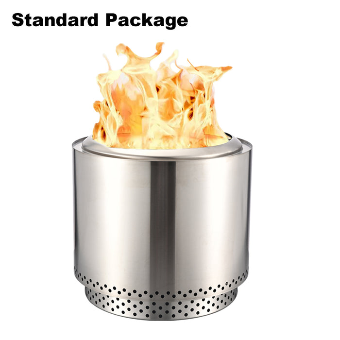 TOW Smokeless Fire Pit, 26.5inch Wood Burning Fireplaces with Removable Ash Pan, Portable Outdoor Bonfire Firepit with Stand, Backyard, Patio & Camping, Stainless Steel, Easy Ignition & Setup