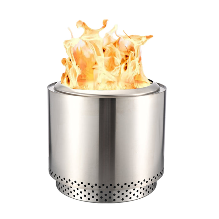 TOW Smokeless Fire Pit, 19 Inch Wood Burning Fireplaces with Removable Ash Pan, Portable Outdoor Bonfire Firepit with Stand, Backyard, Patio & Camping, Stainless Steel, Easy Ignition & Setup