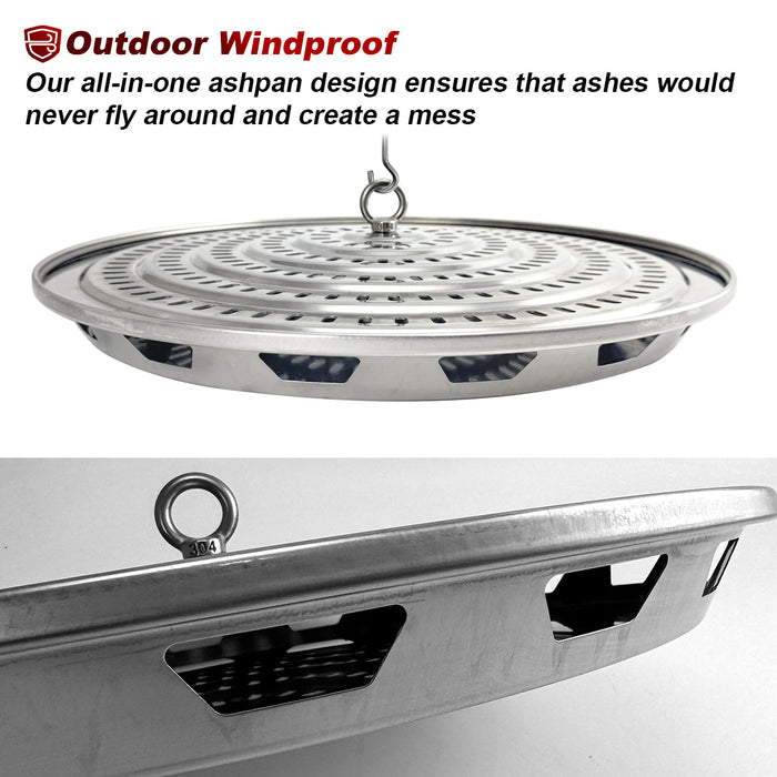 TOW Smokeless Fire Pit, 19 Inch Wood Burning Fireplaces with Removable Ash Pan, Portable Outdoor Bonfire Firepit with Stand, Backyard, Patio & Camping, Stainless Steel, Easy Ignition & Setup