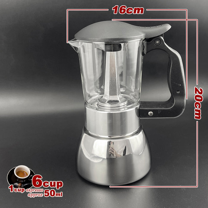 Borosilicate Glass Stainless Steel Moka Pot Coffee Maker Italian Espresso AU