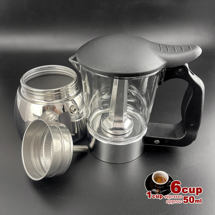 Borosilicate Glass Stainless Steel Moka Pot Coffee Maker Italian Espresso AU