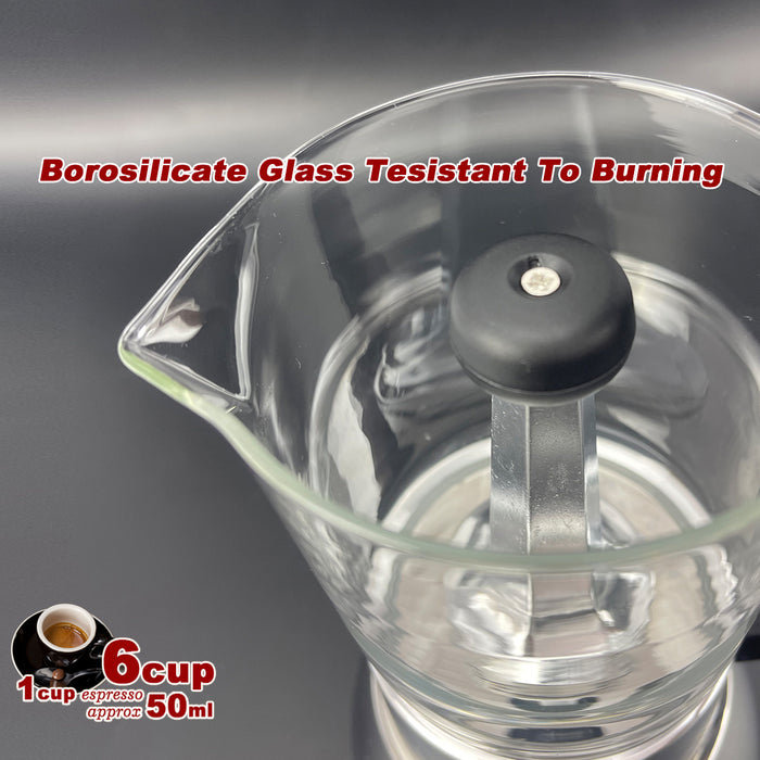 Borosilicate Glass Stainless Steel Moka Pot Coffee Maker Italian Espresso AU