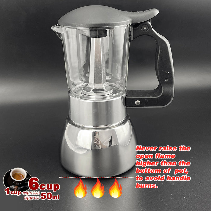 Borosilicate Glass Stainless Steel Moka Pot Coffee Maker Italian Espresso AU