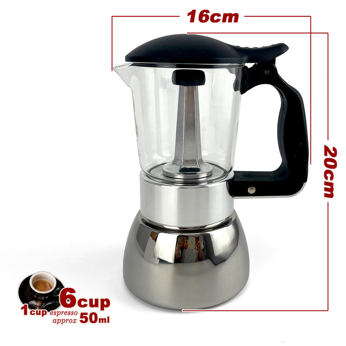 Borosilicate Glass Stainless Steel Moka Pot Coffee Maker Italian Espresso AU