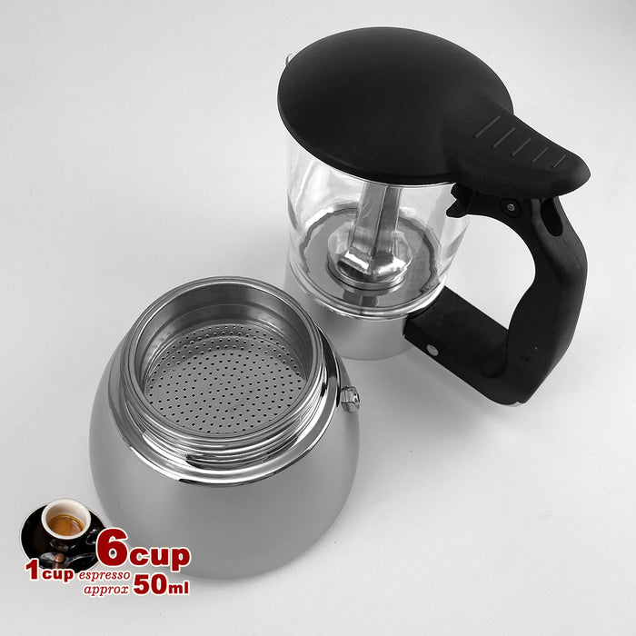 Borosilicate Glass Stainless Steel Moka Pot Coffee Maker Italian Espresso AU