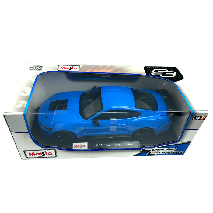 Maisto 1:18 Metallic Diecast With Plastic Blue GT500 Mustang 2020 Ford Shelby