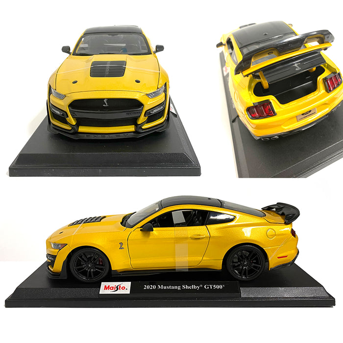 Maisto 1:18 Metallic Diecast With Plastic Yellow GT500 Mustang 2020 Ford Shelby