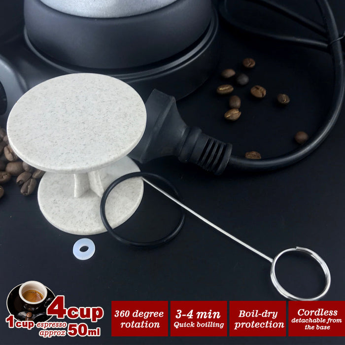Mornest High Pressure Electric Moka Coffee Maker/Cafeteria Espresso Moka 4Cups PC & Aluminum Trade Me