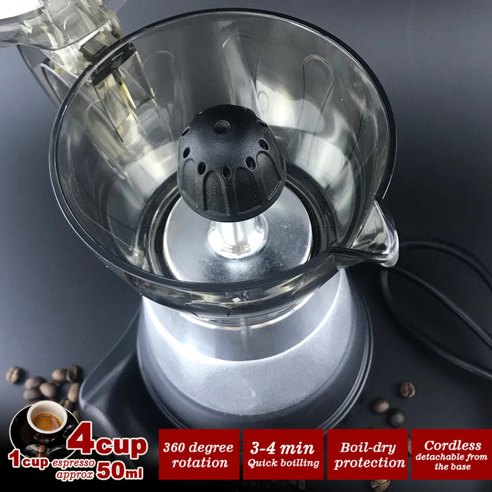 Mornest High Pressure Electric Moka Coffee Maker/Cafeteria Espresso Moka 4Cups PC & Aluminum Trade Me