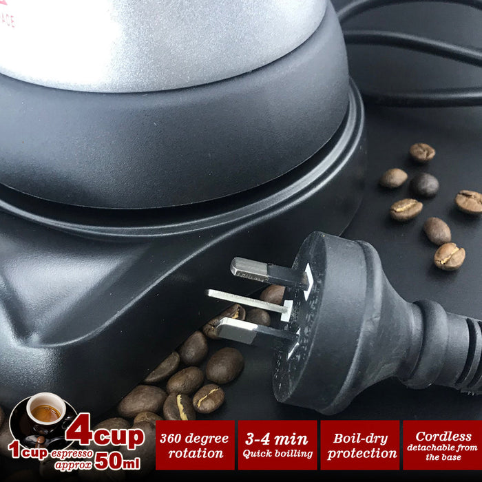 Mornest High Pressure Electric Moka Coffee Maker/Cafeteria Espresso Moka 4Cups PC & Aluminum Trade Me