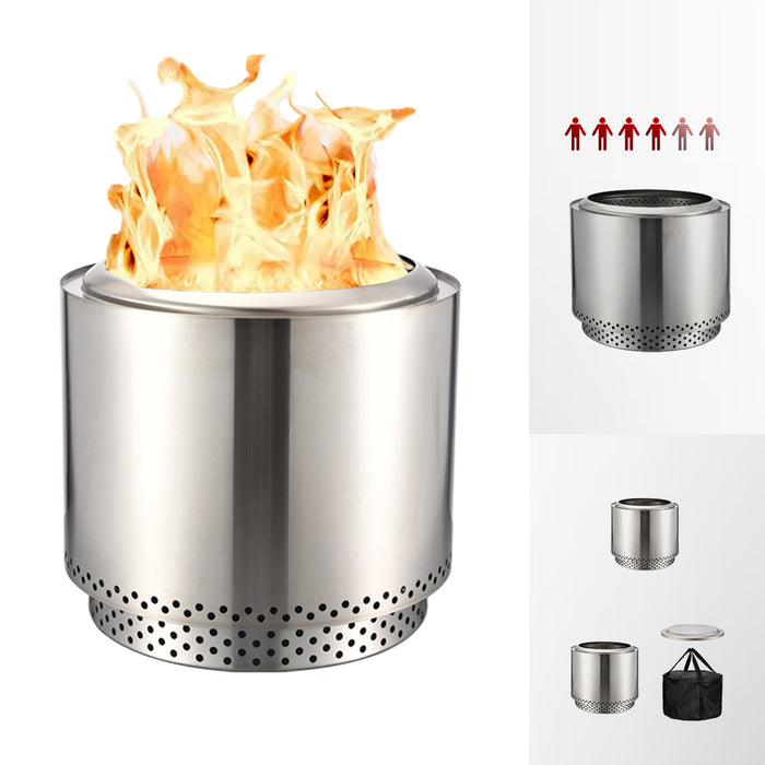 TOW Smokeless Fire Pit, 19 Inch Wood Burning Fireplaces with Removable Ash Pan, Portable Outdoor Bonfire Firepit with Stand, Backyard, Patio & Camping, Stainless Steel, Easy Ignition & Setup Trade Me